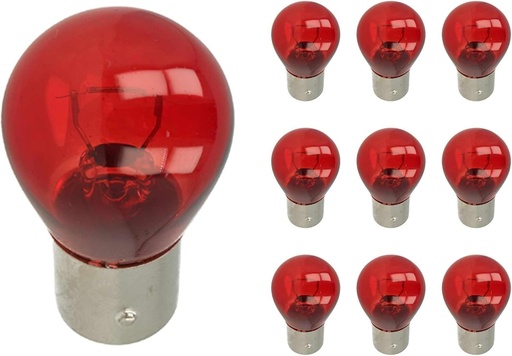 [LA1237X] 10 Pezzi Lampade Alogena PR21/5W BAW15D Asimmetrica 12V 21/5W Colore Rosso Compatibile Con Philips 12495 CP