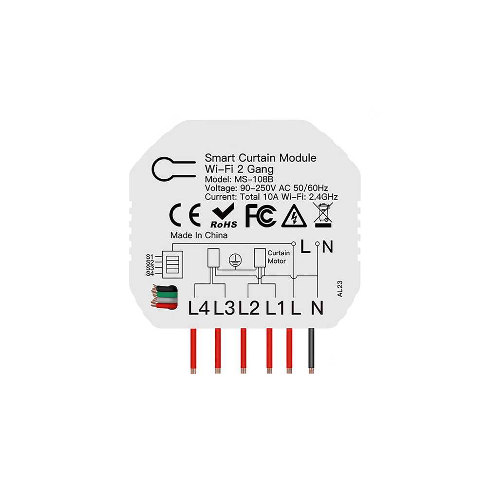 [MMC1982] Modulo Tapparelle WIFI 2.4G + BLE, 2 Canali, Bluetooth BLE Mesh, TUYA, Smart Life, 2A, AC 90-250V, 50/60HZ, 500W, 52X47X18mm, IP20