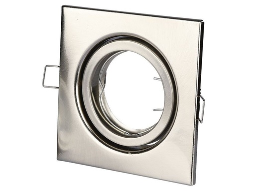 [CL4400Y] Porta Faretto Led GU10 MR16 Quadrato Con Molla Colore Nichel Satinato Orientabile Spotlight Fitting SKU-3473