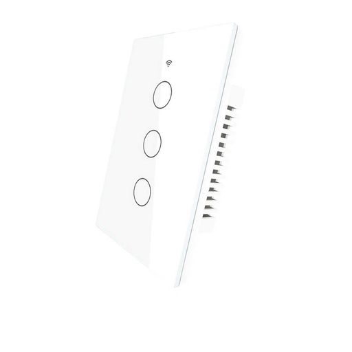 [MMC7853W] Interruttore Da Parete Touch 3 Tasti, WIFI 2.4G Matter, TUYA, Smart Life,Apple Home, Google Home, Alexa, SmartThings, 10A, AC 90-250V, 50/60HZ, 120X72X38mm, IP20, Bianco
