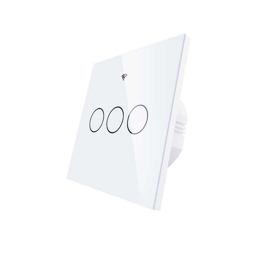 [MMC7843W] Interruttore Da Incasso Scatola 502, Touch Bianco 3 Tasti, WIFI 2.4G Matter, TUYA, Smart Life,Apple Home, Google Home, Alexa, SmartThings, 10A, AC 90-250V, 50/60HZ, 86X86X30mm, IP20