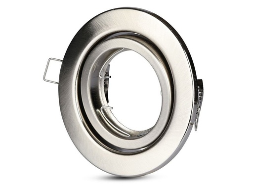 [CL0000Y] Porta Faretto Led GU10 MR16 Rotondo Con Molla Colore Nichel Satinato Orientabile Spotlight Fitting SKU-3470