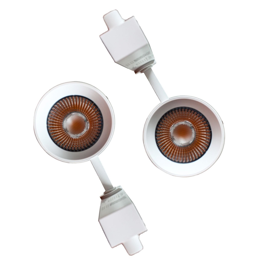 2 Pezzi Faro Led Binario Monofase 30W 2600LM 220V, Angolo 38° CRI>90, D80X138mm, 3000K o 4000K, Carcassa Bianca