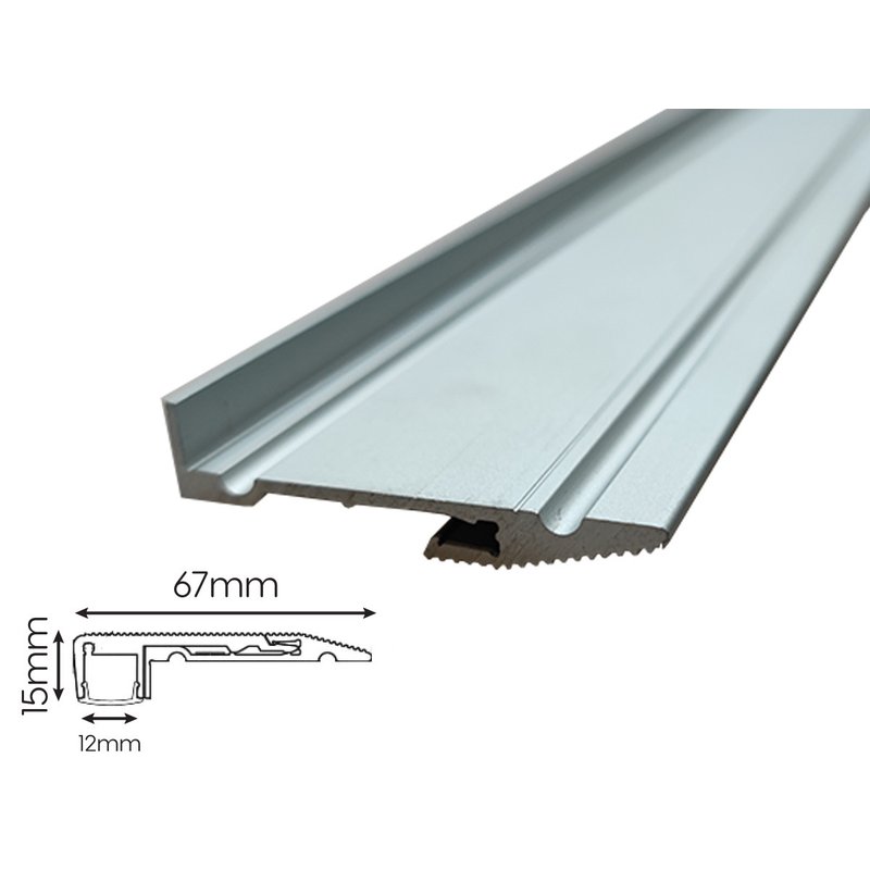 [BAZ5001M3] 3 Metri Profilo Barra Alluminio Scale Gradini Passatoie Calcestruzzo Antiscivolo 70x20mm Interno 12mm