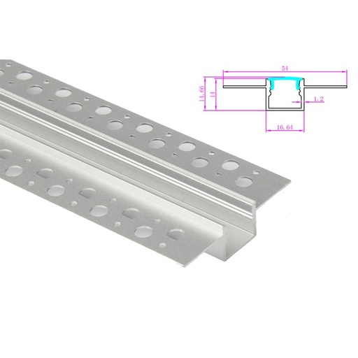 [BA0007M3] 3 Metri Profilo Canalina Barra Alluminio Incasso Muro Alette Scomparsa per Bobina LED fino 12mm