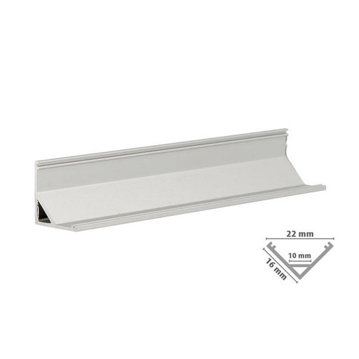 [BA1616M3] 3 Metri Profilo Canalina Barra Alluminio LED Angolare Slim Corner Curva 45° per Strip LED fino 10mm