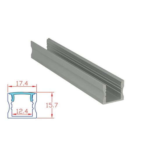 [BA1715M3] 3 Metri Profilo Canalina Barra Alluminio LED Anodizzato Quadrato Profondo per Striscia Bobina LED Super Luminoso