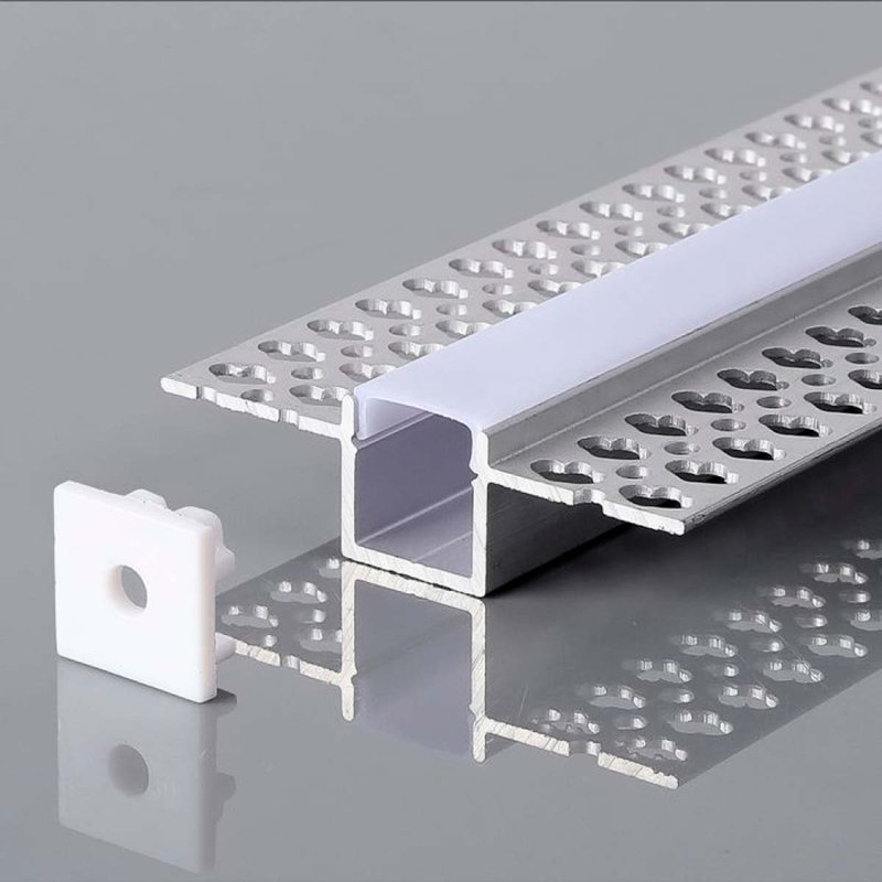 [BAV23173] Kit Profilo Alluminio da Incasso Cartongesso da 2 Metri con Alette a Scomparsa Max Spazio LED 12mm Diffusore Satinato e Tappi Inclusi SKU-23173 BA0007