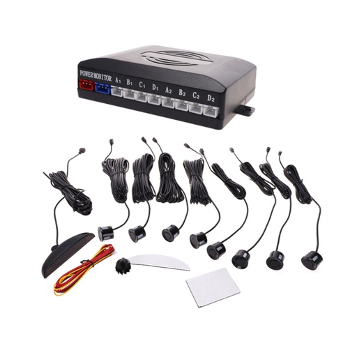 [PT300153] Kit 8 Sensori di Parcheggio Con Display Led e Cicalino Per Anteriore e Posteriore Sensori da 21mm