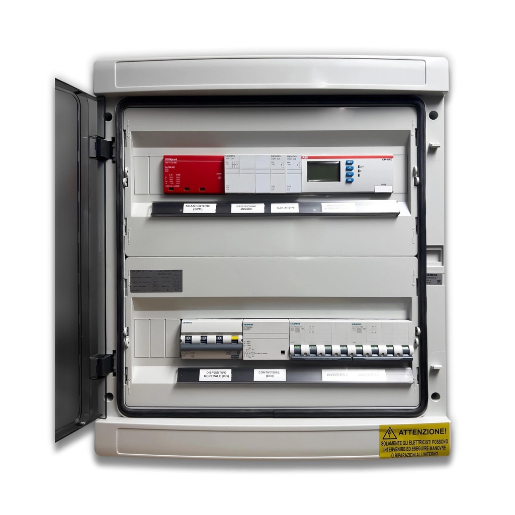 [FV2032] Quadro AC Trifase 20kW Doppio Ingresso Inverter - 32A 400V - IP65 36 Moduli con Interruttore Magnetotermico Differenziale + Scaricatore + Entra/Esci + Sgancio + Portafusibili ABB / DEHN   QACT20-2