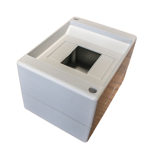 [MME40023] Centralino da parete con binario DIN stampato su base, 4 moduli, 130x90x86 mm, grigio RAL 7035, IP40, ideale per installazioni elettriche interne