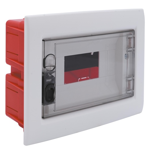 [MME40208TB] Centralino da incasso 8 moduli con portello fumé e telaio estraibile, bianco, 240x195x80 mm, ideale per installazioni elettriche domestiche e professionali