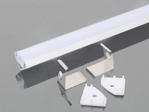 [BAV3364] Profilo Alluminio Angolare Colore Bianco 19X19mm Completo Di Copertura Satinata Tappi Gancio 2 Metri SKU-3364