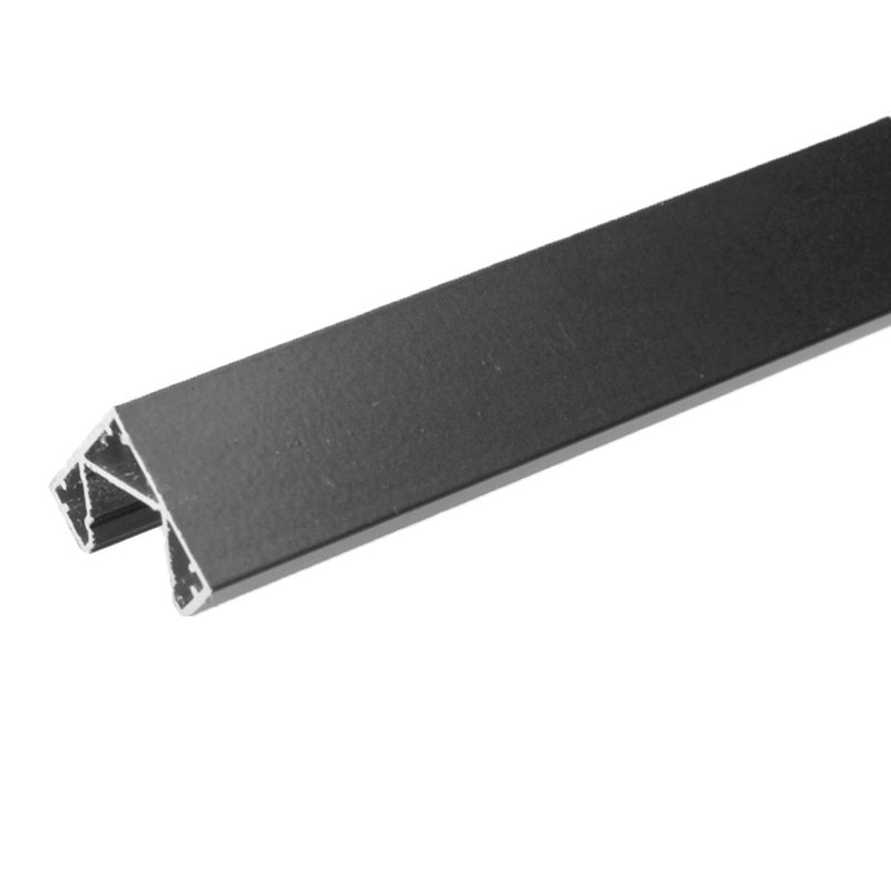 [BAV2877] Profilo Alluminio Angolare Colore Nero 19X19mm Completo Di Copertura Nera Fume Tappi Gancio 2 Metri SKU-2877