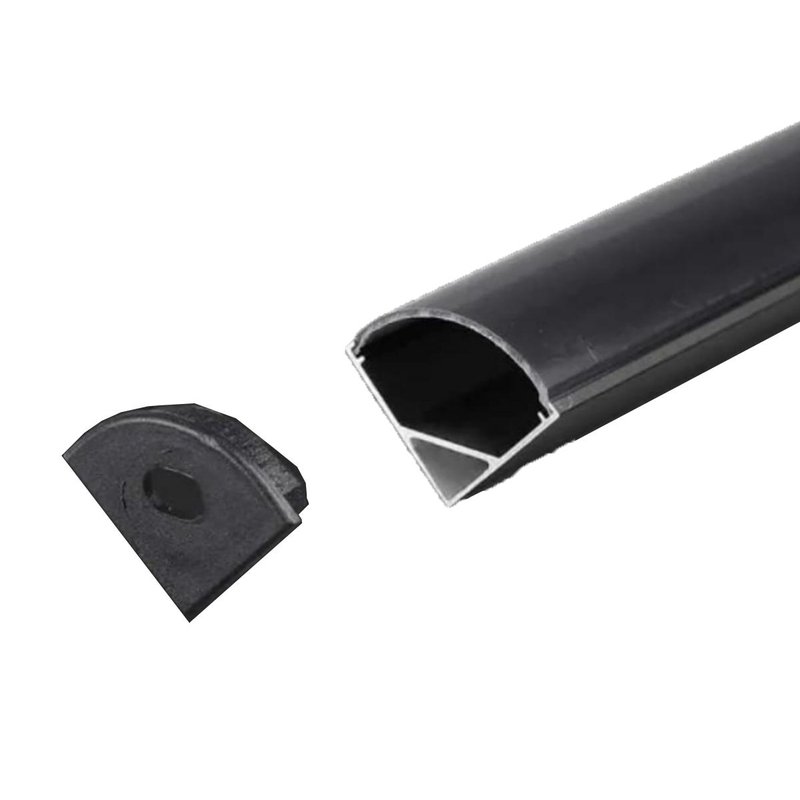 [BAV2874] Profilo Alluminio Angolare Leggera Slim Colore Nero 15,8X15,8mm Completo Di Copertura Nera Fume Tappi Gancio 2 Metri SKU-2874