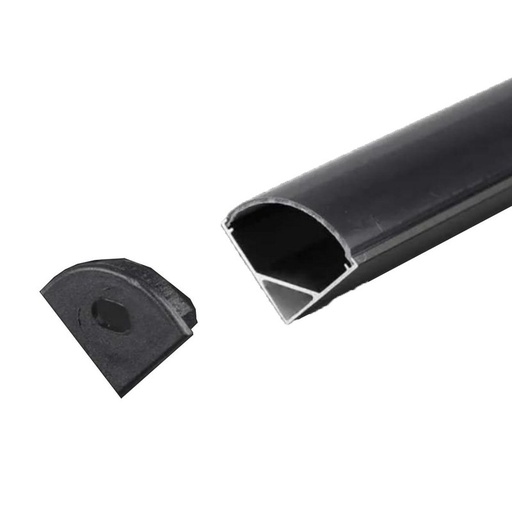 [BAV2874] Profilo Alluminio Angolare Leggera Slim Colore Nero 15,8X15,8mm Completo Di Copertura Nera Fume Tappi Gancio 2 Metri SKU-2874