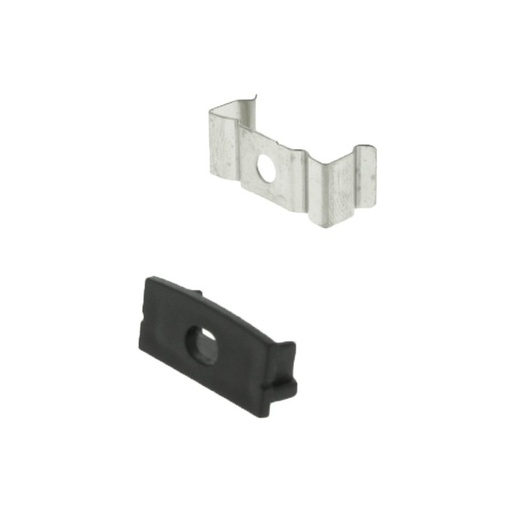 [BAV2876] Profilo Alluminio Larga Colore Nero 23,5X10mm Per Strip Led 20mm Completo Di Copertura Nera Fume Tappi Gancio 2 Metri SKU-2876