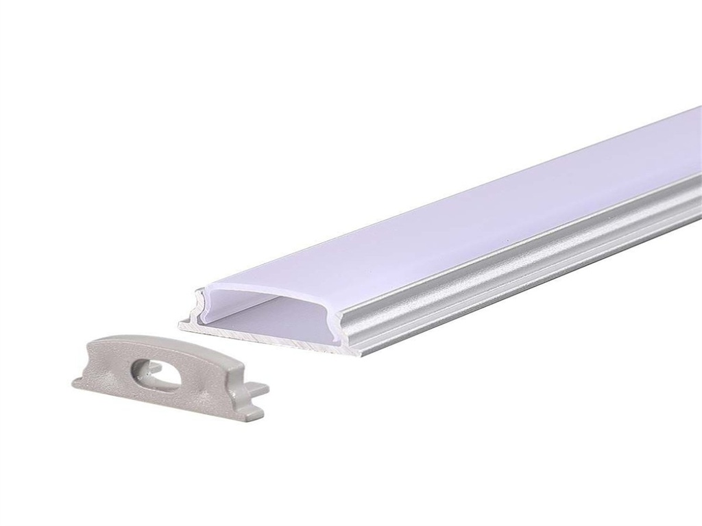 [BAV2909] Profilo Alluminio Patto Sottile Flessibile Curvabile Pieghevole 18X6mm Completo Di Copertura Satinata Tappi Gancio 2 Metri SKU-2909