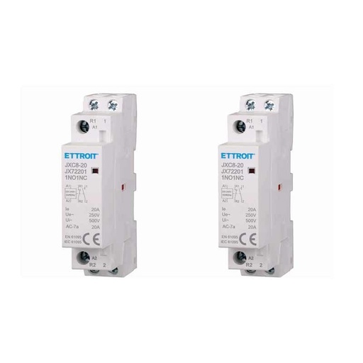 [JX72201] 2 Pezzi Contattore AC 2P 20A 1NO+1NC 250V Occupa 1 Modulo DIN