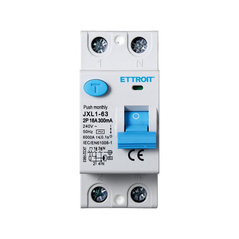 [JX321663] Interruttore Differenziale Puro 2P 16A 6kA 300mA 220V Salvavita Differenziale Occupa 2 Moduli DIN