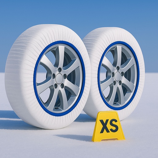 [CN02011] Calze Da Neve per Auto Omologate EN 16662-1 2020 Modello Bianco Standard Misura XS