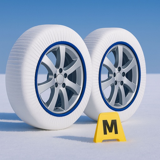 [CN02013] Calze Da Neve per Auto Omologate EN 16662-1 Modello Bianco Standard Misura M
