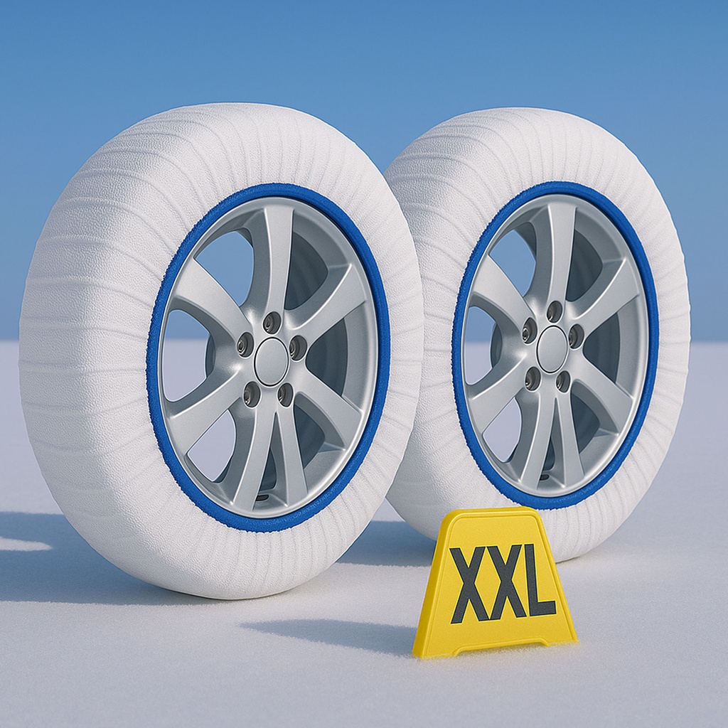 [CN02016] Calze Da Neve per Auto Omologate EN 16662-1 Modello Bianco Standard Misura XXL
