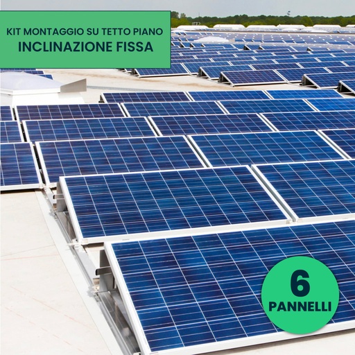 [KST-6PF] Kit Struttura in Alluminio per montaggio 6 Pannelli Fotovoltaici 35mm per installazione su Tetto Piano con Inclinazione Fissa Quantità Moduli KST-6PF 