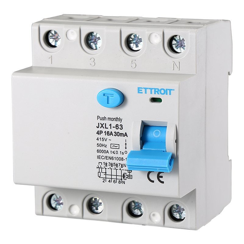[JX341661] Interruttore Differenziale Puro 4P 16A 6kA 30mA 380V Salvavita Differenziale Occupa 4 Moduli DIN