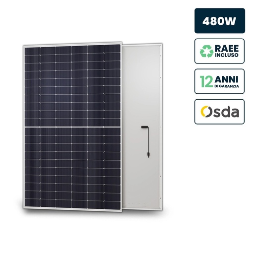 [FV12285] Pannello Solare Fotovoltaico Modulo 480W OSDA Solar TIER-1, Monocristallino N-Type TOPCon, Silver Frame IP67/IP68 1903x1134x35mm 12285