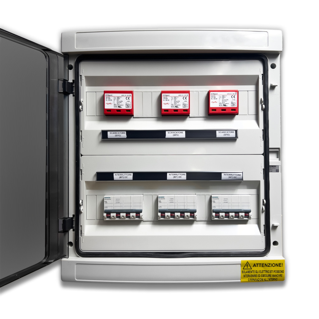 [FV-QDC3] Quadro di Campo DC 3 Stringhe 3 MPPT 1000VDC 20A con Centralino IP65 12 Moduli versione con Interruttori Magnetotermici + Scaricatori Siemens / DEHN  QDC3