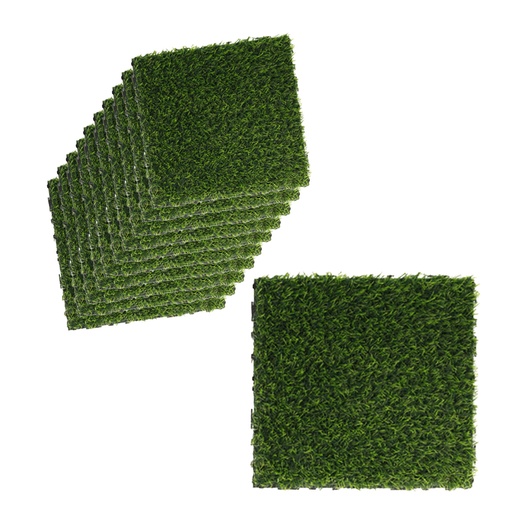 [AG361789X10] 10 Pezzi Piastrelle Plastica da Giardino, 30X30X2.3cm, Pavimento Esterno In Prato Artificiale, Colore Verde Erba, Totale 0.9 m²