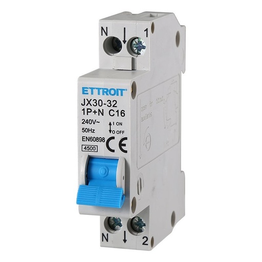[JX151640] Interruttore Magnetotermico Automatico 1P+N 16A 4500A 220V Salvavita Stotz Occupa 1 Modulo DIN