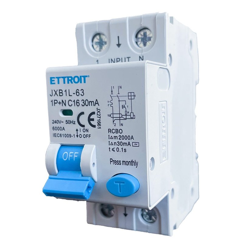 Interruttore Magnetotermico Differenziale 1P+N 16A 6KA 30mA 220V Occupa 2 Moduli DIN