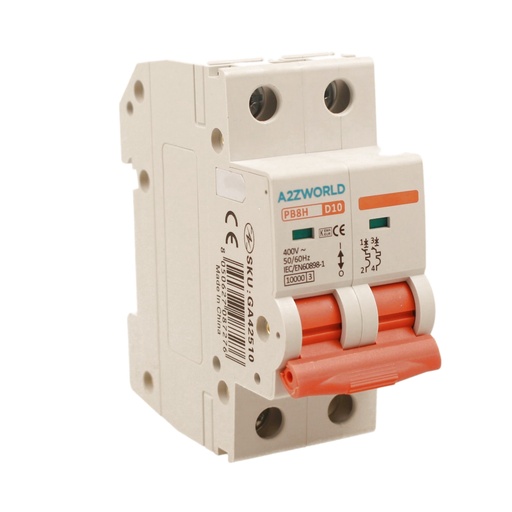 [GA42510] MCB Interruttore Magnetotermico Automatico Curva D 2P 2M 10000A D10A AC 400V IP20 PB8H