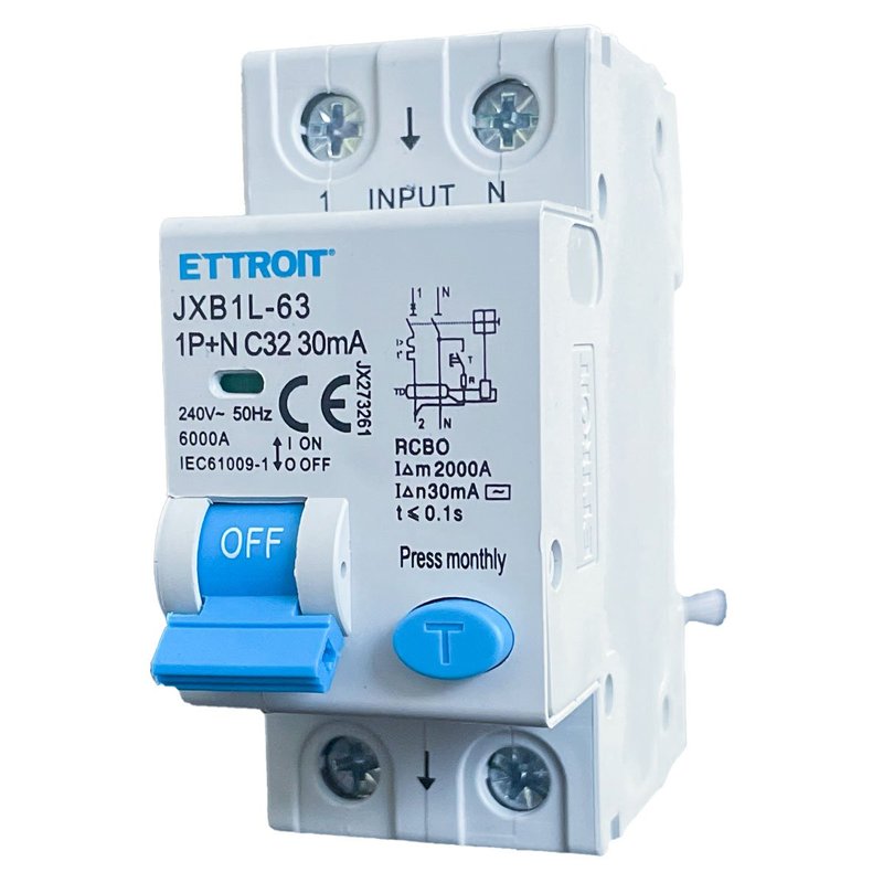 [JX273261] Interruttore Magnetotermico Differenziale 1P+N 32A 6KA 30mA 220V Occupa 2 Moduli DIN