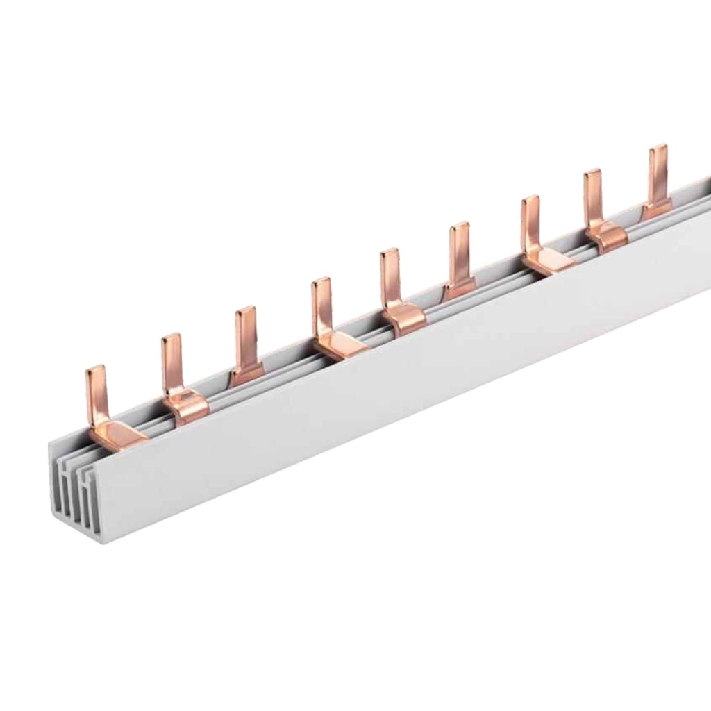 Pettine di Distribuzione Busbar Modulari, 3P, 54 PIN, Sezione PIN 10mm², Distanza tra PIN 17,8mm, Larghezza PIN 4mm, Altezza PIN 11,5mm, Lunghezza Totale 1000mm, 63A IP20