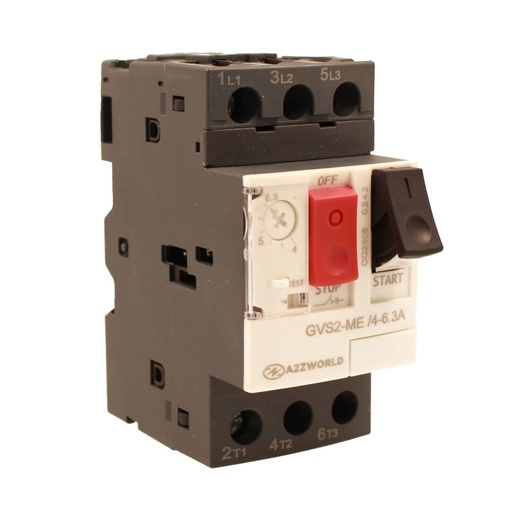 [GV22063] Salvamotore Interruttore Termico di Protezione Motore, 3P 2.5M Regolabile 6.3A 4-6.3A 2.2KW AC 590V Monofase e Trifase IP20 IEC60947-2