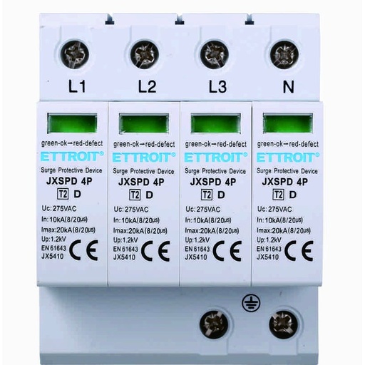 [JX5410] Scaricatore Di Sovratensione 220V T2 4P 275V 10KA Occupa 4 Moduli DIN