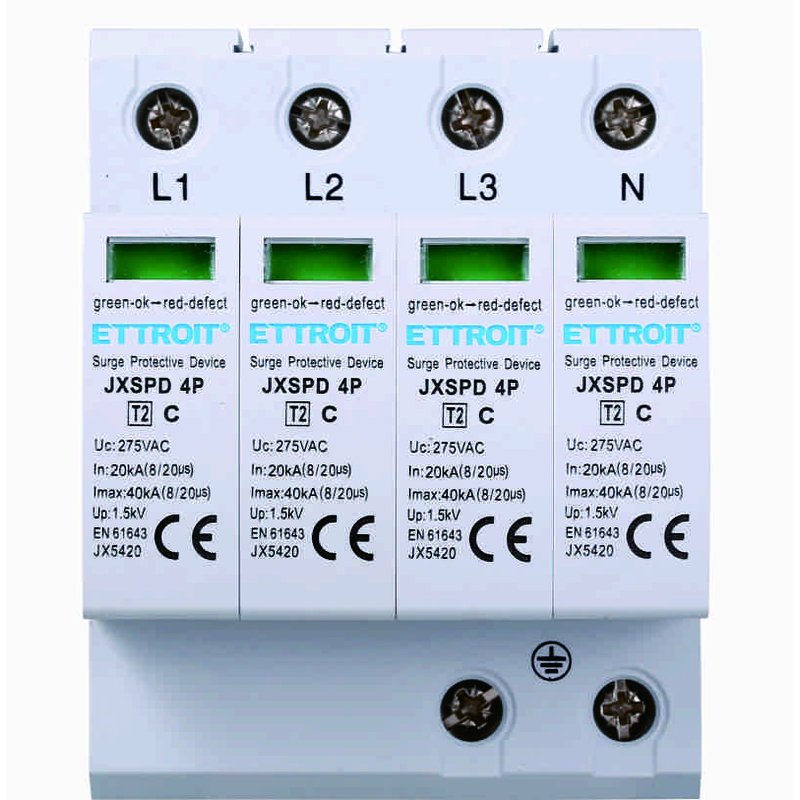 [JX5420] Scaricatore Di Sovratensione 220V T2 4P 275V 20KA Occupa 4 Moduli DIN