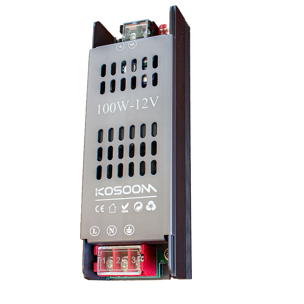 Alimentatore LED 12V DC, trasformatore 220–240V AC IP20 per uso interno, Disponibili 100W 200W