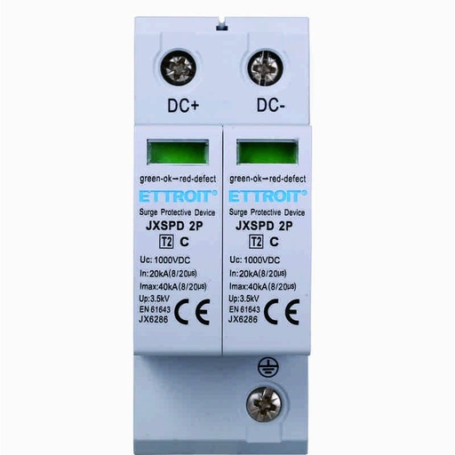 [JX6286] Scaricatore Di Sovratensione Fotovoltaico Tipo 2 T2 C 2P DC 1000V 3.5KV 20KA Occupa 2 Moduli DIN