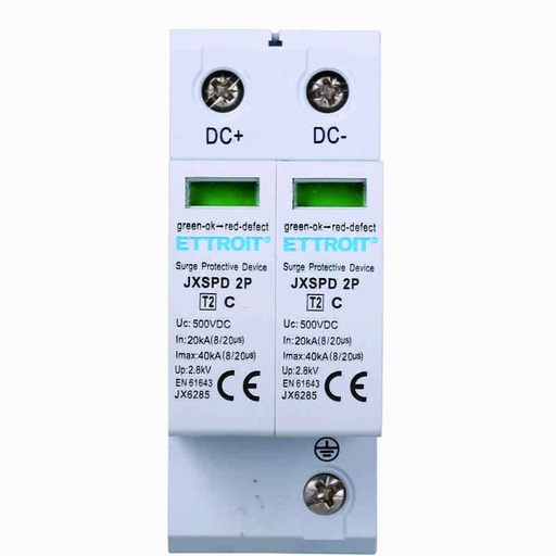 [JX6285] Scaricatore Di Sovratensione Fotovoltaico Tipo 2 T2 C 2P DC 500V 2.8KV 20KA Occupa 2 Moduli DIN