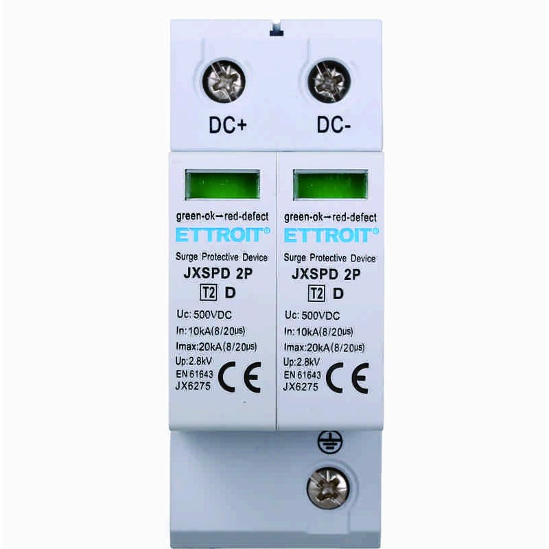 [JX6275] Scaricatore Di Sovratensione Fotovoltaico Tipo 2 T2 D 2P DC 500V 2.8KV 10KA Occupa 2 Moduli DIN