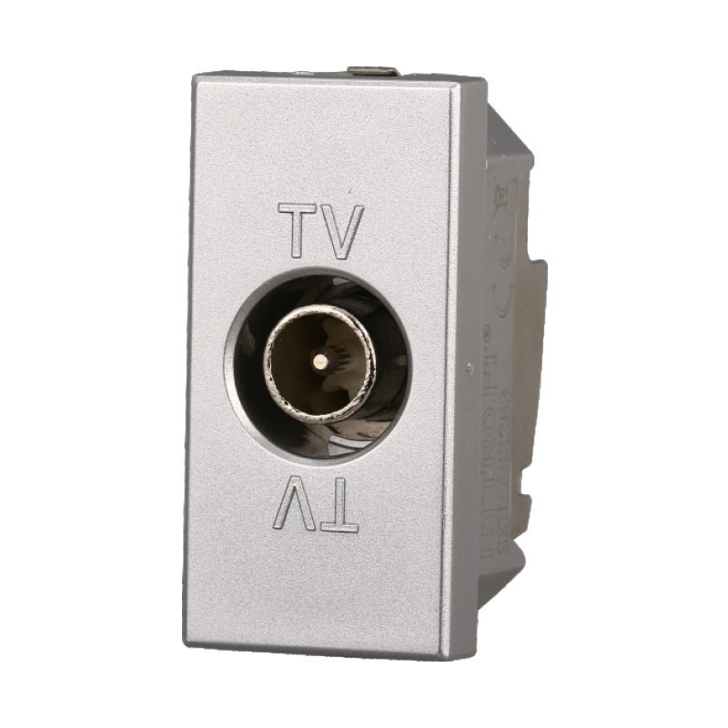 Connettore Presa TV Passante Maschio Colore Grigio Compatibile Con Bticino Axolute