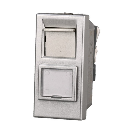 [BAG2355] ETTROIT Connettore Rete Presa Dati RJ45 CAT5E Colore Grigio Compatibile Con Bticino Axolute