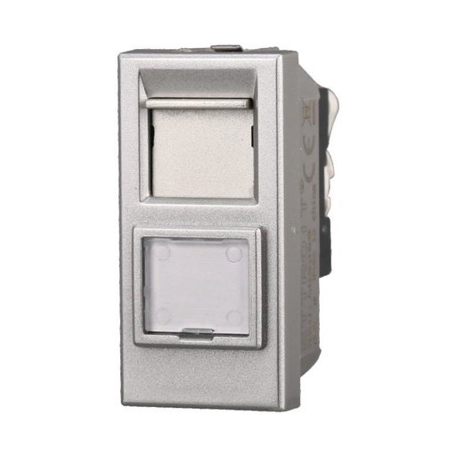 [BAG2356] ETTROIT Connettore Rete Presa Dati RJ45 CAT6 Colore Grigio Compatibile Con Bticino Axolute