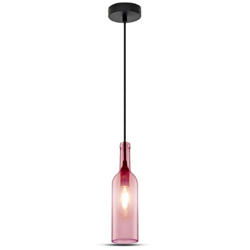 [SV3772] Lampadario a Sospensione Forma Bottiglia In Vetro Colore Rosa Pink Attacco E14 Per Ristorante Sushi Bar SKU-3772