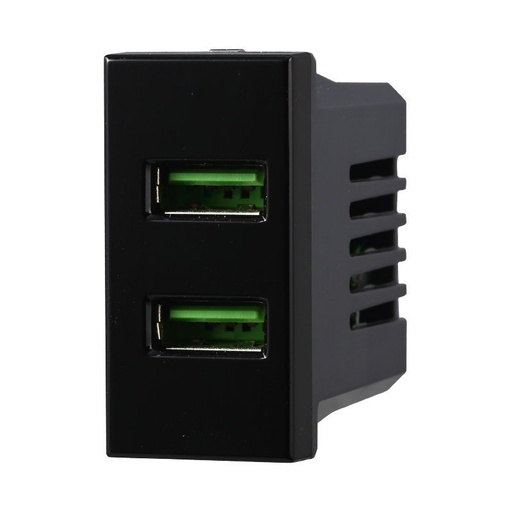 [BAN2402] ETTROIT Modulo Presa Caricatore 2 USB 5V 2,1A 2 Porte USB-A Colore Nero Compatibile Con Bticino Axolute