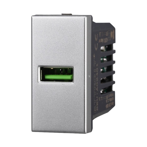 [BAG2401] ETTROIT Modulo Presa Caricatore USB 5V 2,1A Colore Grigio Compatibile Con Bticino Axolute